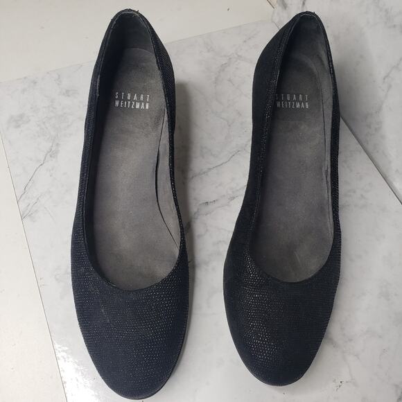 Stuart Weitzman black textured dressy career wedges shoes size 9 - Picture 5 of 9